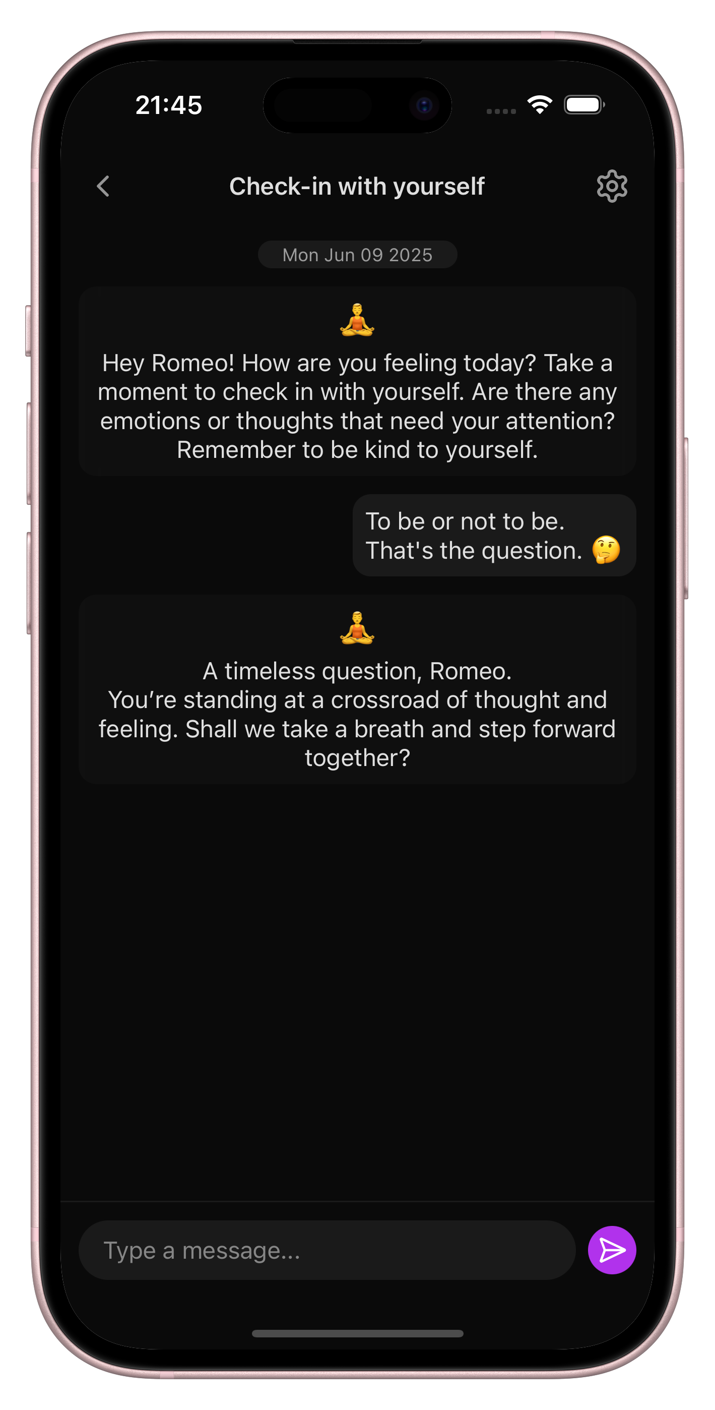 ๐งโ๏ธ Personal Reflection app screenshot